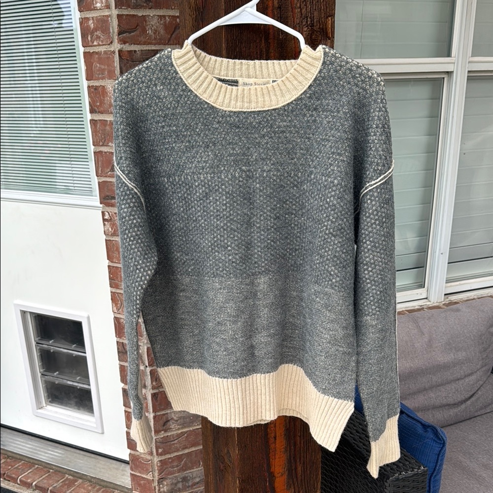 Shop Stevie Gray and Cream Crewneck Sweater